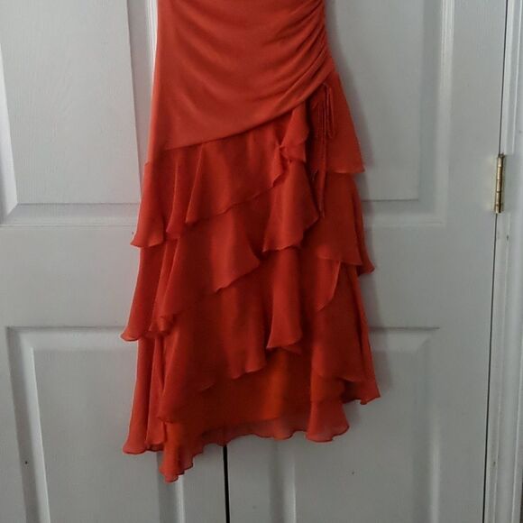 BCBGMAXAZRIA 2 tone orange tangerine tiered dress Sz XS - Picture 2 of 9